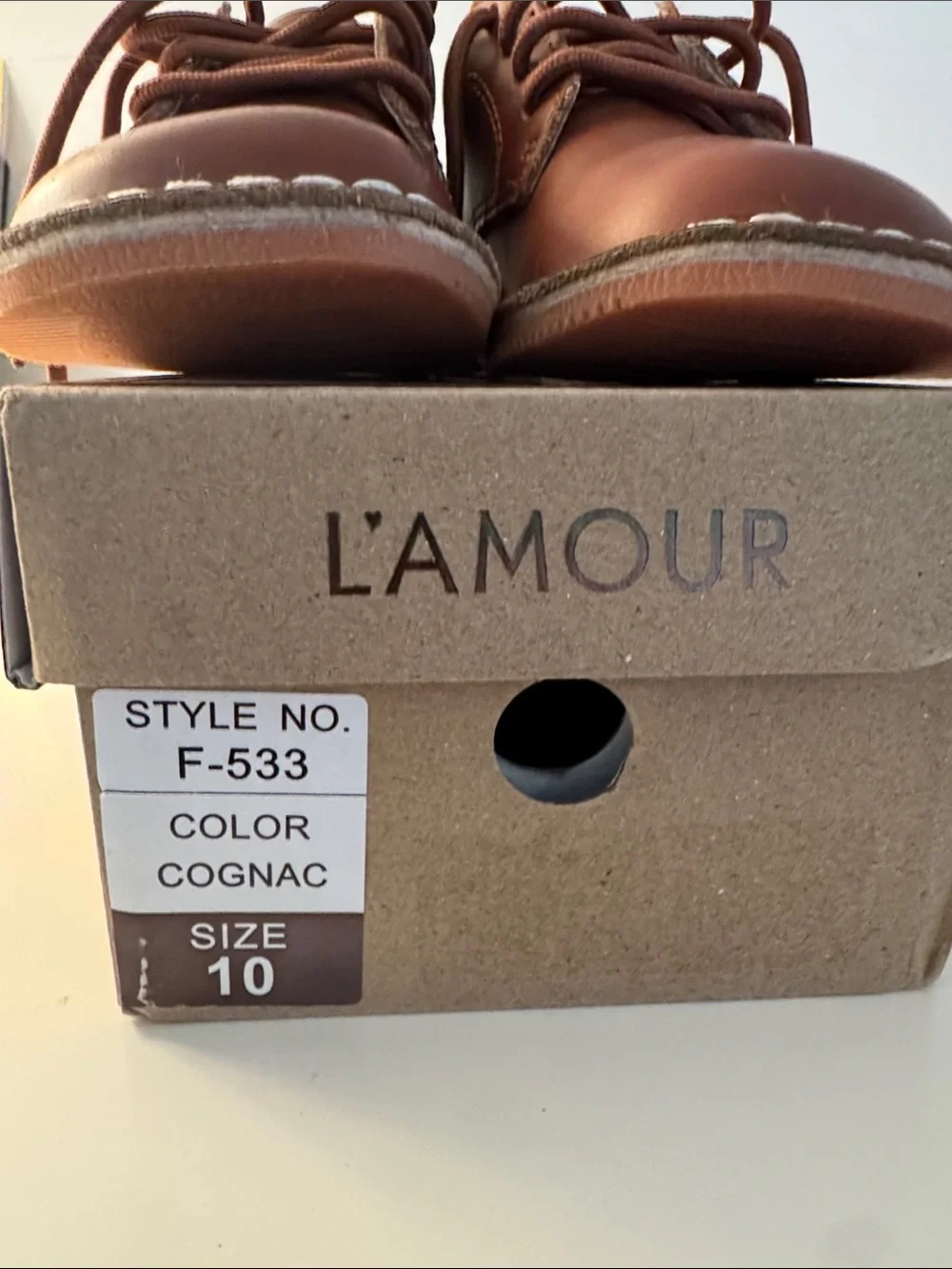L'Amour Tan Kids Lace-Up Dress Shoes